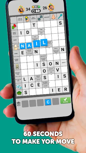 Скачать взлом Wordgrams - Crossword & Puzzle [MOD: безлимитные подсказки и жизни] — скриншот 1