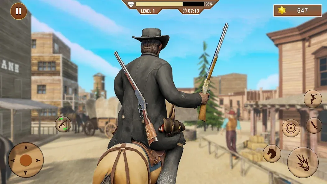 Взломанная West Cowboy Shooting Games 3D [MOD: безлимитные деньги и боеприпасы] на Андроид — скриншот 1