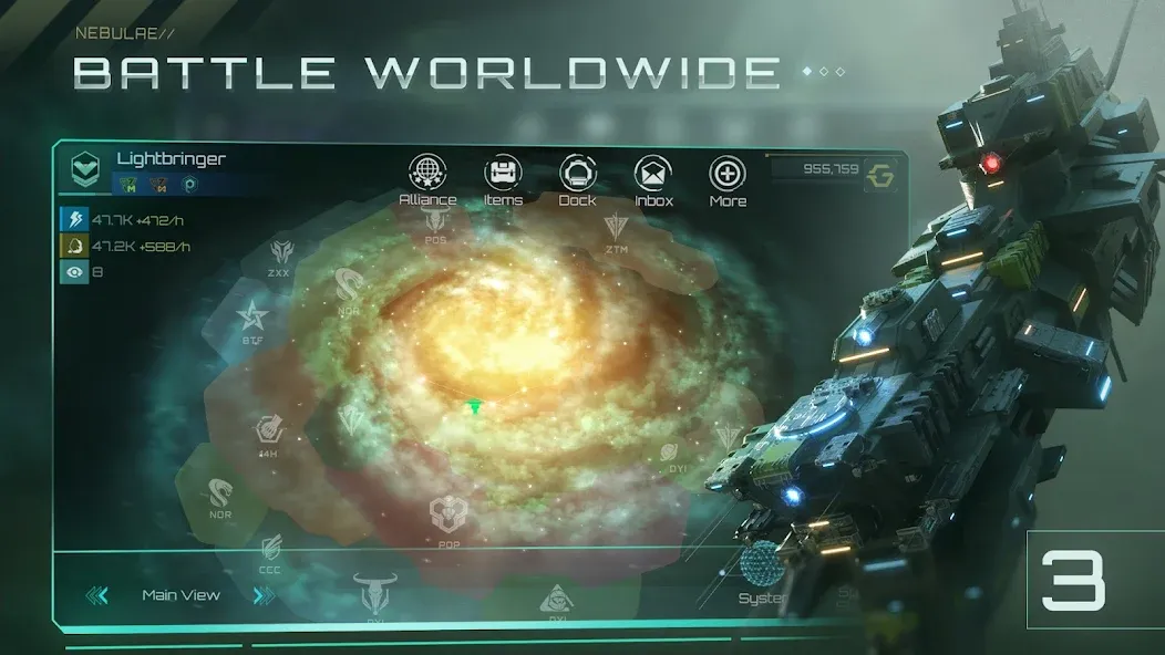 Взломанная Nova Empire: Space Commander [MOD: безлимитные ресурсы и мощный флот] на Андроид — скриншот 3