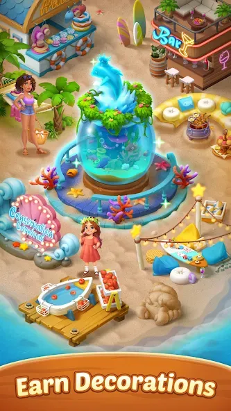 Seaside Escape®: Merge & Story [MOD: безлимитные монеты и энергия] последняя версия — скриншот 5