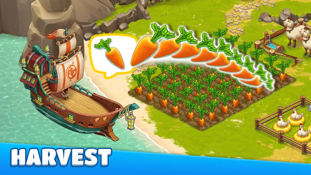 Скачать Adventure Bay - Farm Games [MOD: безлимитные монеты и ресурсы] на телефон — скриншот 4
