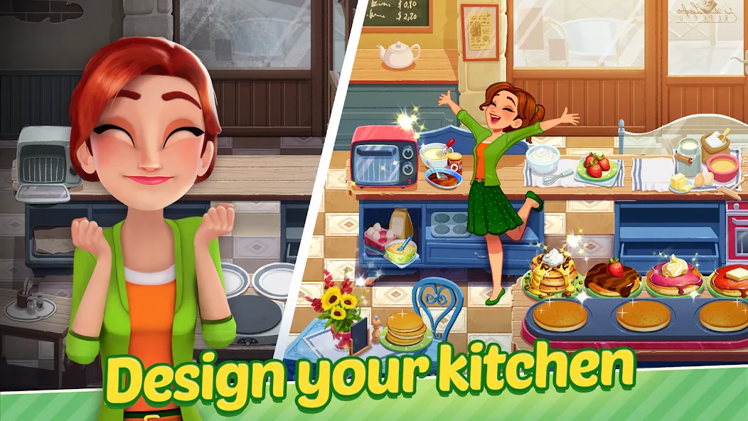 Скачать Delicious World - Cooking Game [MOD: безлимитные монеты и энергия] на телефон — скриншот 1