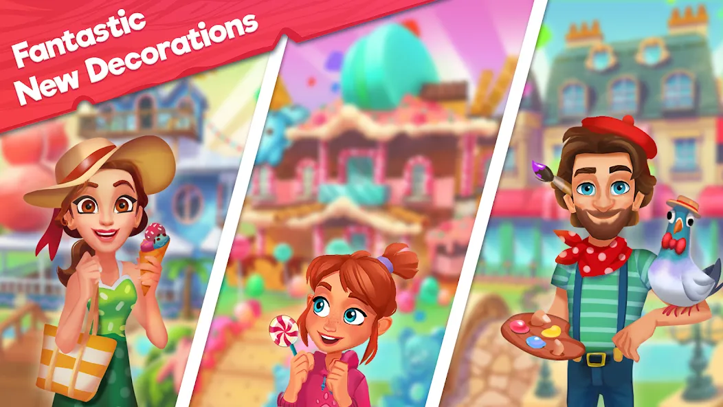 Взломанная Delicious B&B: Decor & Match 3 [MOD: безлимитные деньги и жизни] на Андроид — скриншот 2