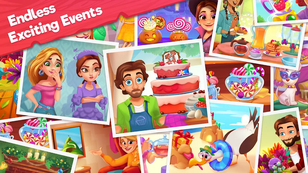 Взломанная Delicious B&B: Decor & Match 3 [MOD: безлимитные деньги и жизни] на Андроид — скриншот 3