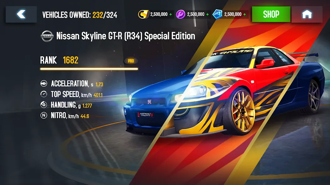 Скачать Asphalt 8 - Car Racing Game [MOD: безлимитные деньги и открыты все машины] на телефон — скриншот 2