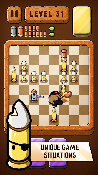 Взломанная Bullet Chess: Board Shootout [MOD: безлимитные деньги и патроны] на Андроид — скриншот 4