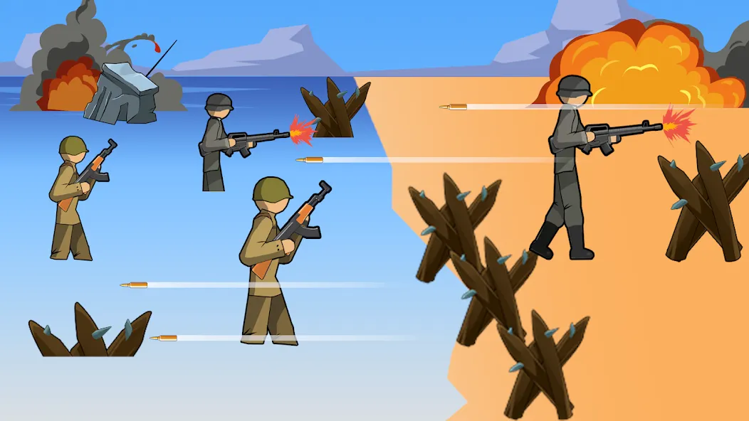 Скачать Stickman WW2 [MOD: безлимитные деньги и оружие] на телефон — скриншот 1