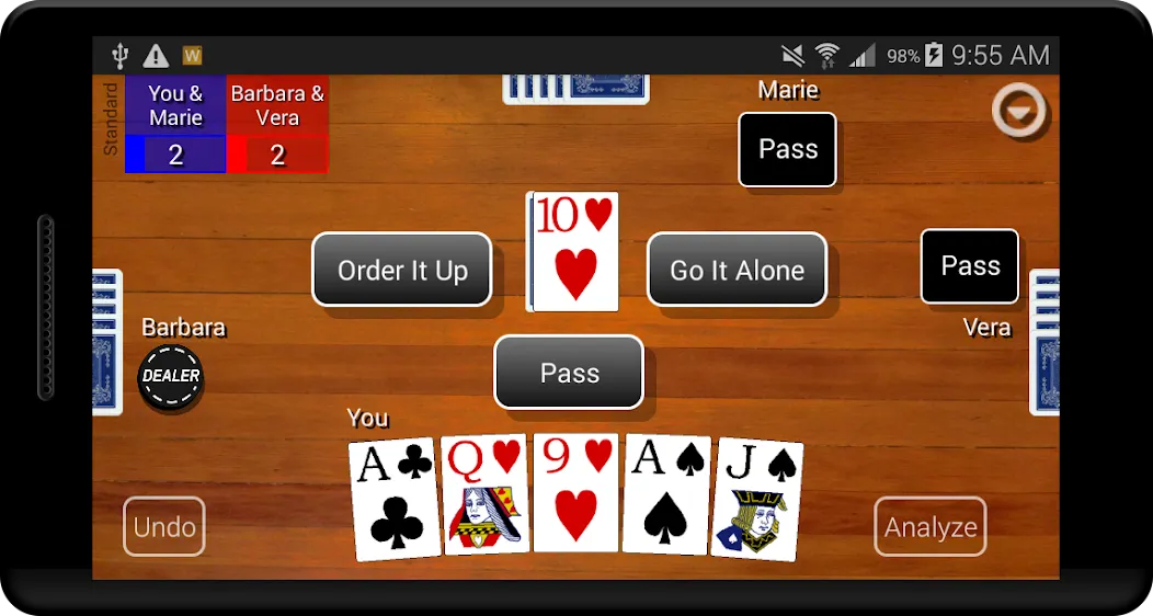 Скачать взлом Euchre Card Classic [MOD: безлимитные подсказки и монеты] — скриншот 1