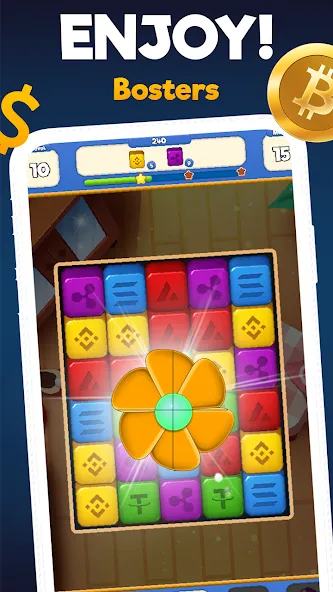 Скачать Crypto Blocks Puzzle Challenge [MOD: безлимитные монеты и подсказки] — скриншот 5