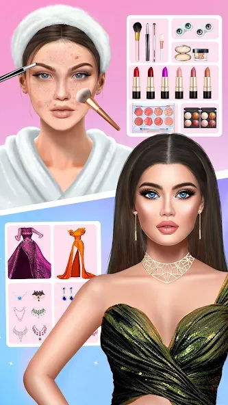 Взломанная DIY Makeup: Beauty Makeup Game [MOD: все макияжи и аксессуары открыты] на Андроид — скриншот 1