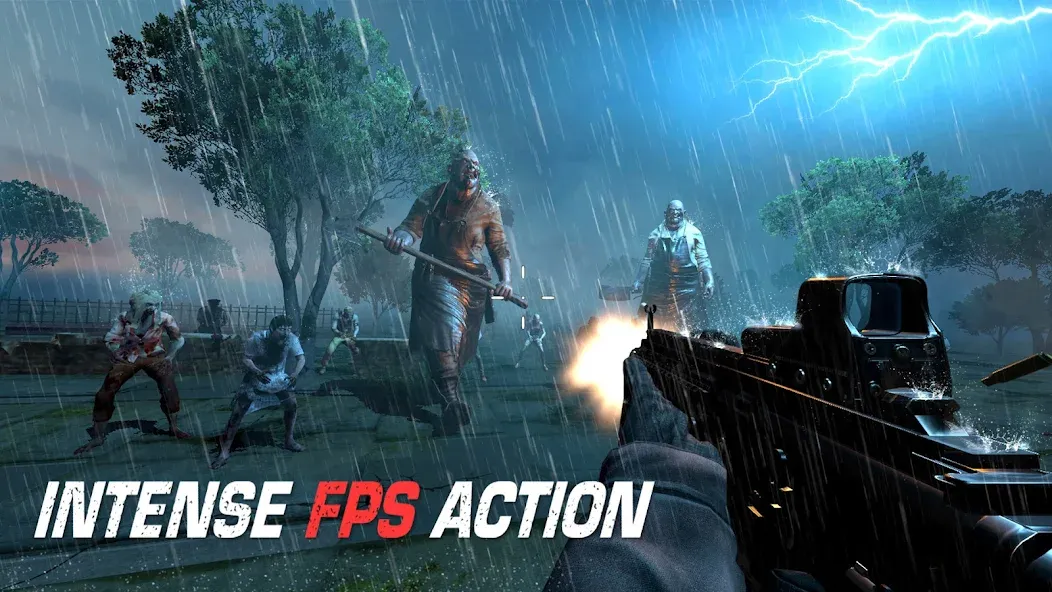 Взломанная Zombie Hunter - Shooting Game [MOD: безлимитные патроны и улучшения] на Андроид — скриншот 1