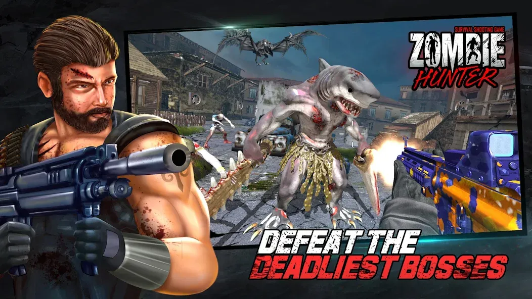 Взломанная Zombie Hunter - Shooting Game [MOD: безлимитные патроны и улучшения] на Андроид — скриншот 2