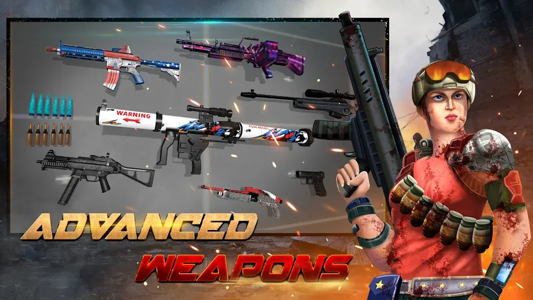 Взломанная Zombie Hunter - Shooting Game [MOD: безлимитные патроны и улучшения] на Андроид — скриншот 3