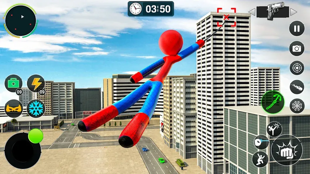 Flying Stickman Rope Hero Game [MOD: безлимитные деньги и полёт] последняя версия — скриншот 1