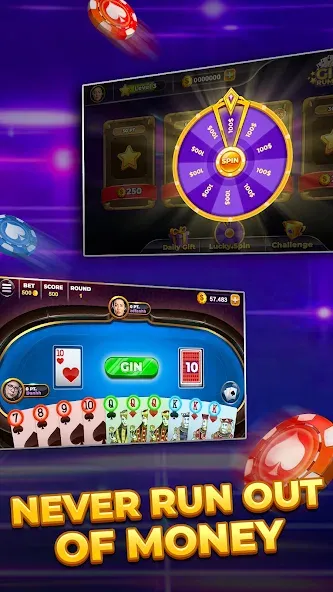 Gin Rummy - Card Game [MOD: безлимитные монеты и подсказки] на Андроид — скриншот 4