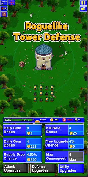 Скачать Lone Tower Roguelike Defense [MOD: неограниченные ресурсы и усиленная башня] — скриншот 1