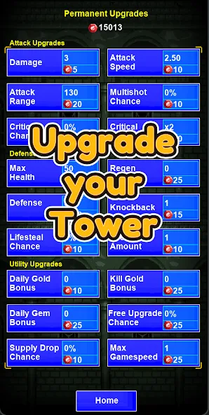Скачать Lone Tower Roguelike Defense [MOD: неограниченные ресурсы и усиленная башня] — скриншот 2