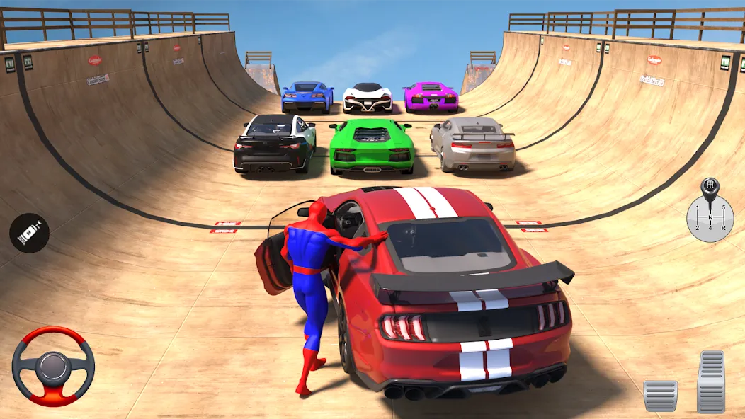 Скачать Superhero Car: Mega Ramp Games [MOD: безлимитные деньги и все машины открыты] на телефон — скриншот 3