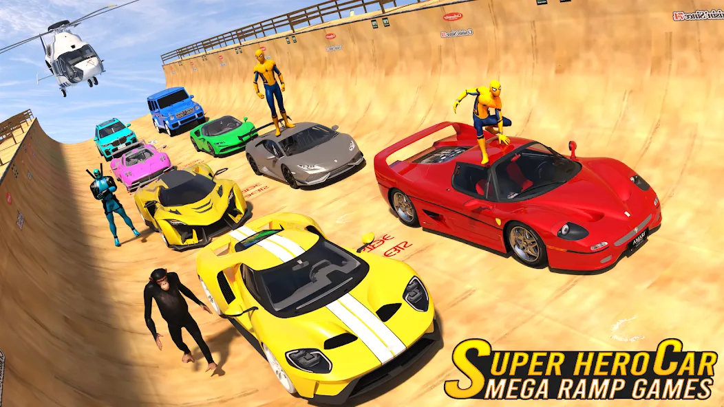 Скачать Superhero Car: Mega Ramp Games [MOD: безлимитные деньги и все машины открыты] на телефон — скриншот 5