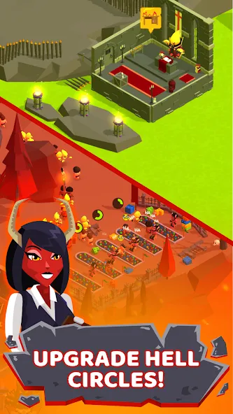 Взломанная Hell: Idle Evil Tycoon Sim [MOD: безлимитные деньги и все улучшения] на Андроид — скриншот 2