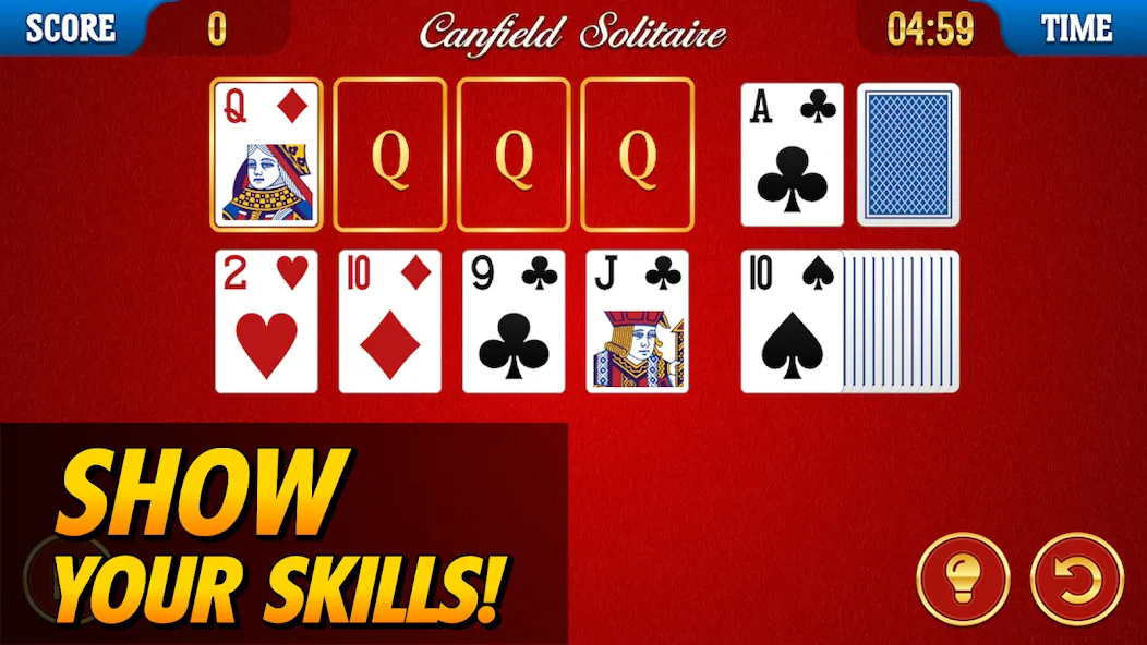Canfield Solitaire [MOD: открыты все уровни и подсказки] последняя версия — скриншот 1