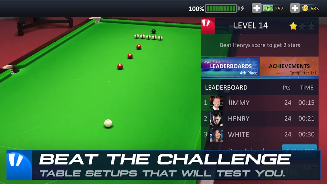 Взломанная Snooker Stars - 3D Online Spor [MOD: безлимитные деньги и все кии] на Андроид — скриншот 5