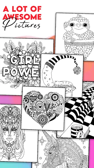 Coloring for adults offline [MOD: все раскраски разблокированы офлайн] на Андроид — скриншот 2