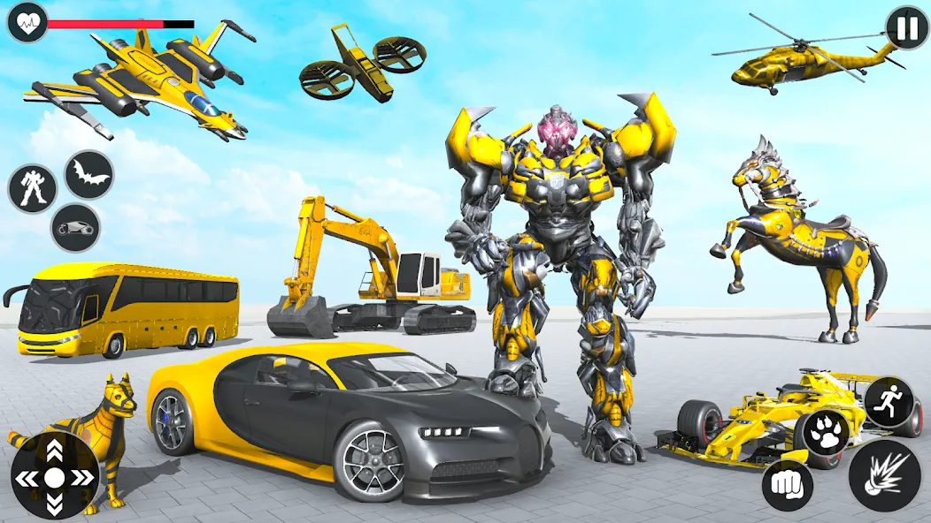Flying Robot Transforming Game [MOD: безлимитные деньги и все роботы] последняя версия — скриншот 1