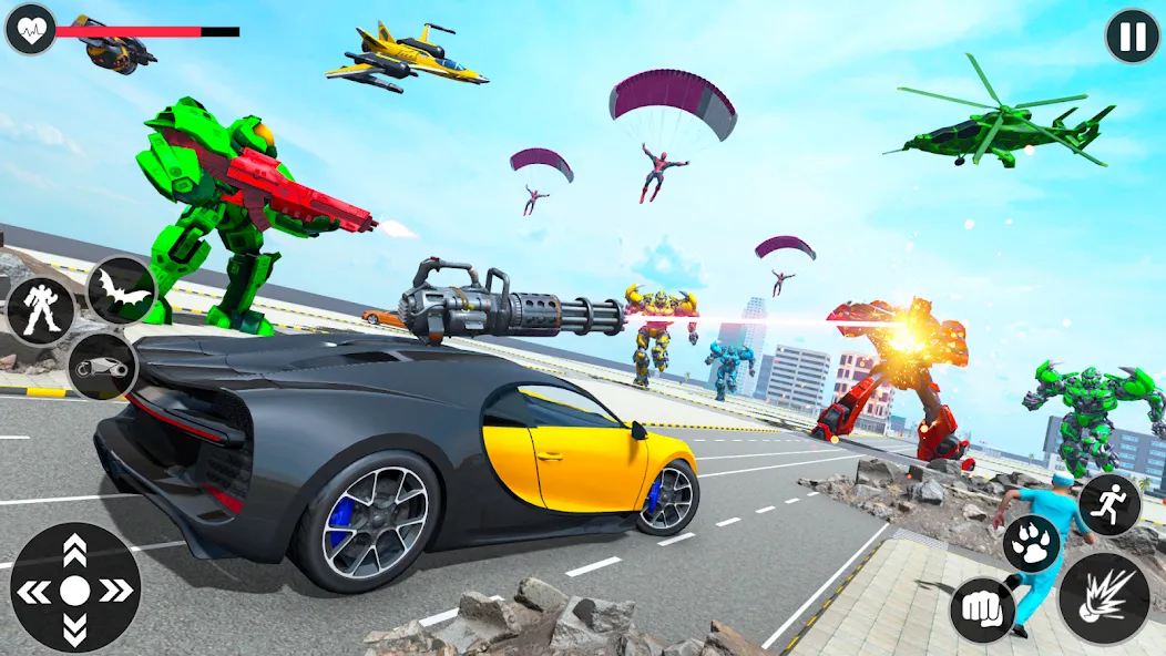 Flying Robot Transforming Game [MOD: безлимитные деньги и все роботы] последняя версия — скриншот 2