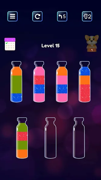Взломанная Soda Sort: Water Color Puzzle [MOD: безлимитные монеты и подсказки] на Андроид — скриншот 3