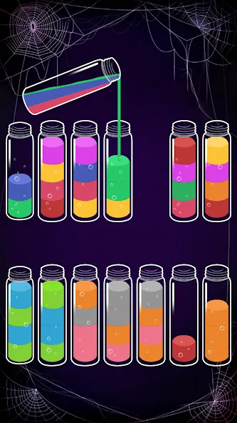 Взломанная Soda Sort: Water Color Puzzle [MOD: безлимитные монеты и подсказки] на Андроид — скриншот 5