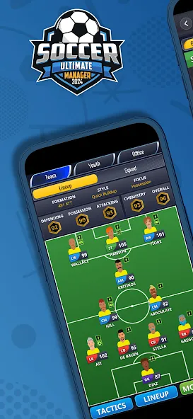Взломанная Ultimate Soccer Manager 2024 [MOD: безлимитные деньги и премиум открыт] на Андроид — скриншот 1