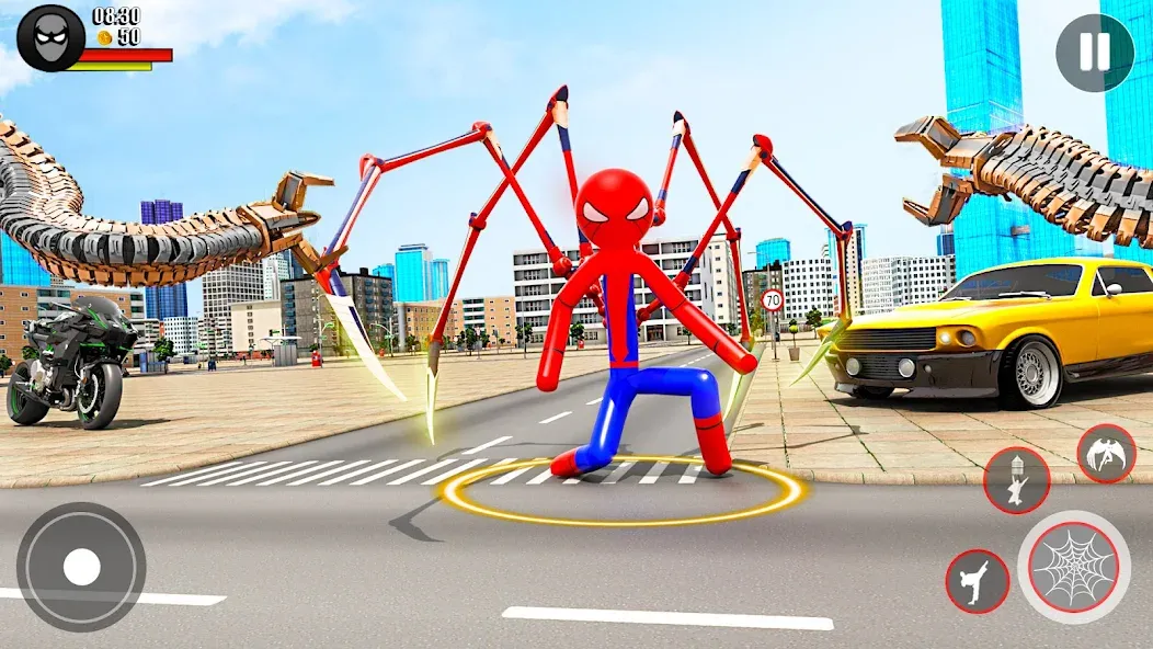 Spider Game-Stickman Rope Hero [MOD: безлимитные монеты и полёт] (Бесплатно / APK) — скриншот 2