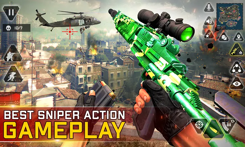 Скачать Sniper Gun Shooting game [MOD: безлимитные патроны и точная стрельба] — скриншот 1