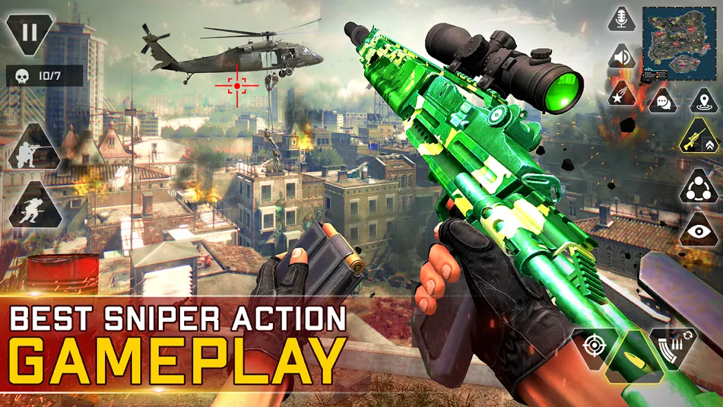 Скачать Sniper Gun Shooting game [MOD: безлимитные патроны и точная стрельба] — скриншот 5