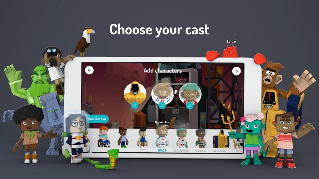 Toontastic 3D [MOD: все персонажи и сцены открыты] — Скачать бесплатно (APK) — скриншот 2
