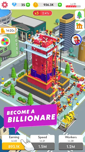 Скачать взлом Idle Construction 3D [MOD: безлимитные деньги и ресурсы] — скриншот 1