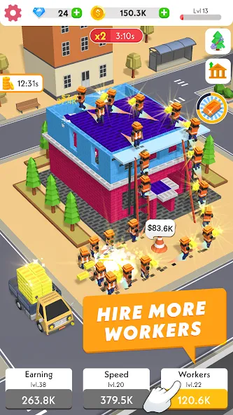 Скачать взлом Idle Construction 3D [MOD: безлимитные деньги и ресурсы] — скриншот 3