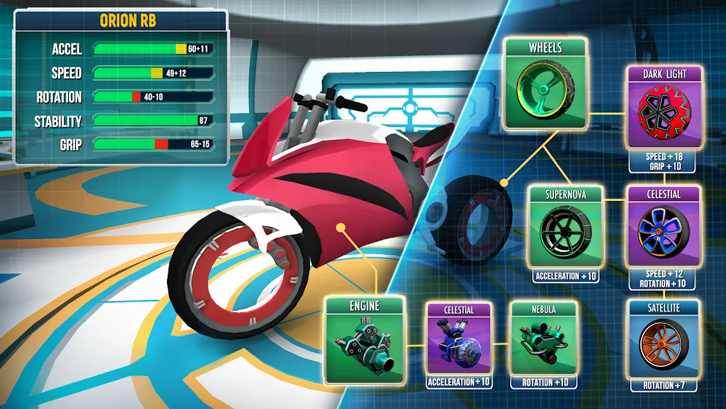 Gravity Rider: Space Bike Race [MOD: безлимитные деньги и топливо] на Андроид — скриншот 3
