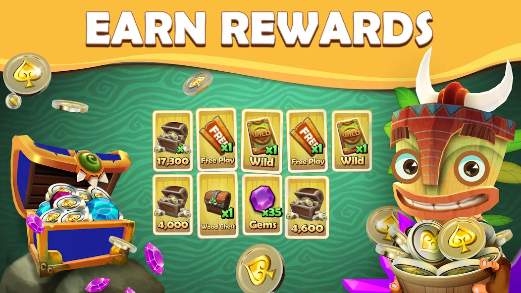 Tiki Solitaire TriPeaks [MOD: безлимитные монеты и жизни] на Андроид — скриншот 3