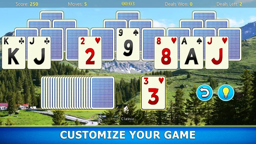 TriPeaks Solitaire Mobile [MOD: безлимитные подсказки и отмены хода] на Андроид — скриншот 3