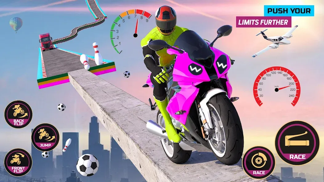 Racing Bike Stunt Games Master [MOD: безлимитные деньги и всё открыто] (Бесплатно / APK) — скриншот 1