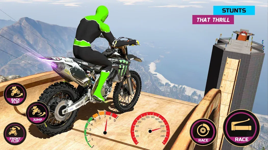 Racing Bike Stunt Games Master [MOD: безлимитные деньги и всё открыто] (Бесплатно / APK) — скриншот 2