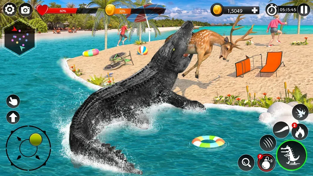 Взломанная Hungry Animal Crocodile Games [MOD: без рекламы и бесконечная энергия] на Андроид — скриншот 2