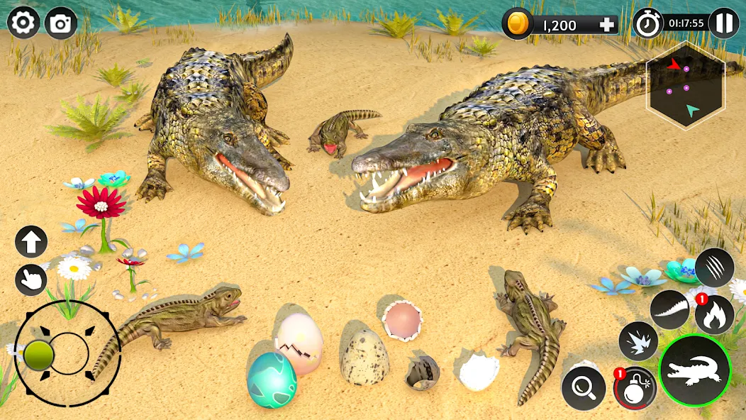 Взломанная Hungry Animal Crocodile Games [MOD: без рекламы и бесконечная энергия] на Андроид — скриншот 3
