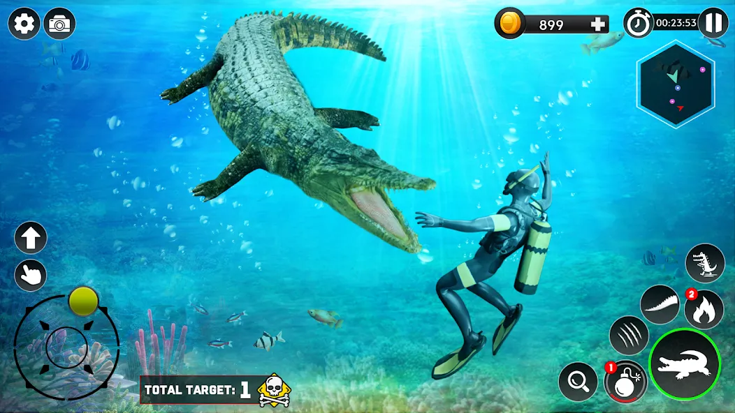 Взломанная Hungry Animal Crocodile Games [MOD: без рекламы и бесконечная энергия] на Андроид — скриншот 4
