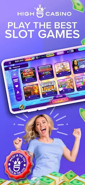 High 5 Casino: Real Slot Games [MOD: безлимитные монеты и бесплатные вращения] (Бесплатно / APK) — скриншот 1