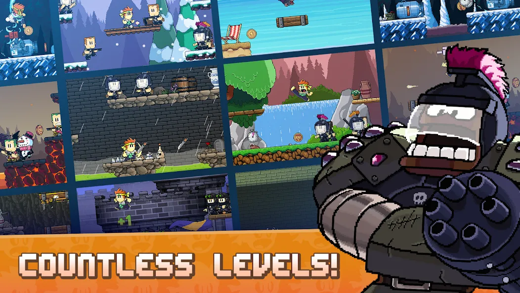 Dan the Man: Action Platformer [MOD: безлимитные монеты и усиленное оружие] последняя версия — скриншот 2