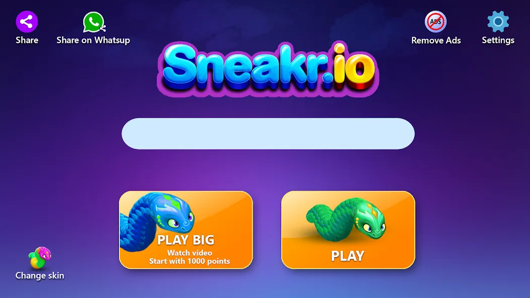 Sneak.io - Snake Game [MOD: бесконечные очки и усиления] (Бесплатно / APK) — скриншот 5