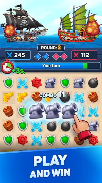 Pirates & Puzzles：Ship Battles [MOD: безлимитные ресурсы и корабли] — Скачать бесплатно (APK) — скриншот 1